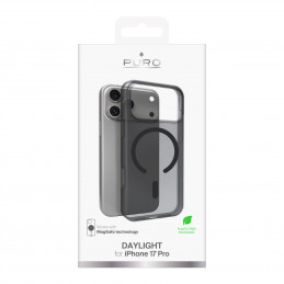 „Puro Daylight Magsafe“ suderinamas silikoninis dėklas, skirtas „iPhone 17 Pro“ – permatomas juodas