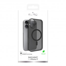 „Puro Daylight Magsafe“ suderinamas silikoninis dėklas, skirtas „iPhone 17“ – permatomas juodas