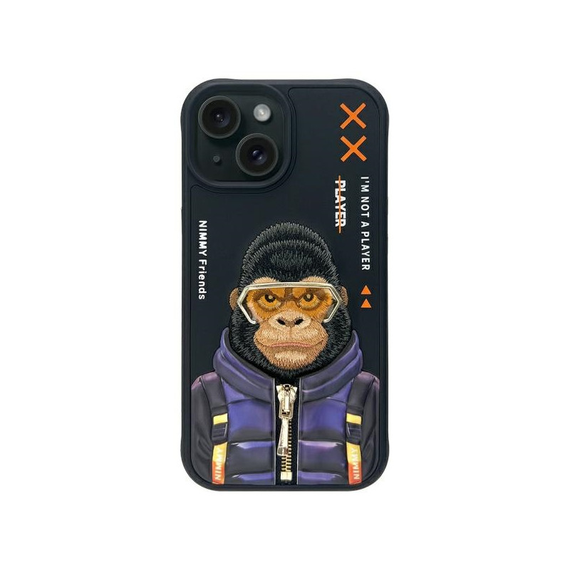 „Nimmy Cool&Cute 2.0“ beždžionės formos dėklas, skirtas „iPhone 15“ – juodas