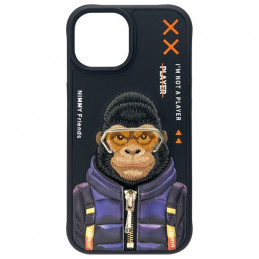 „Nimmy Cool&Cute 2.0“ beždžionės formos dėklas, skirtas „iPhone 15“ – juodas