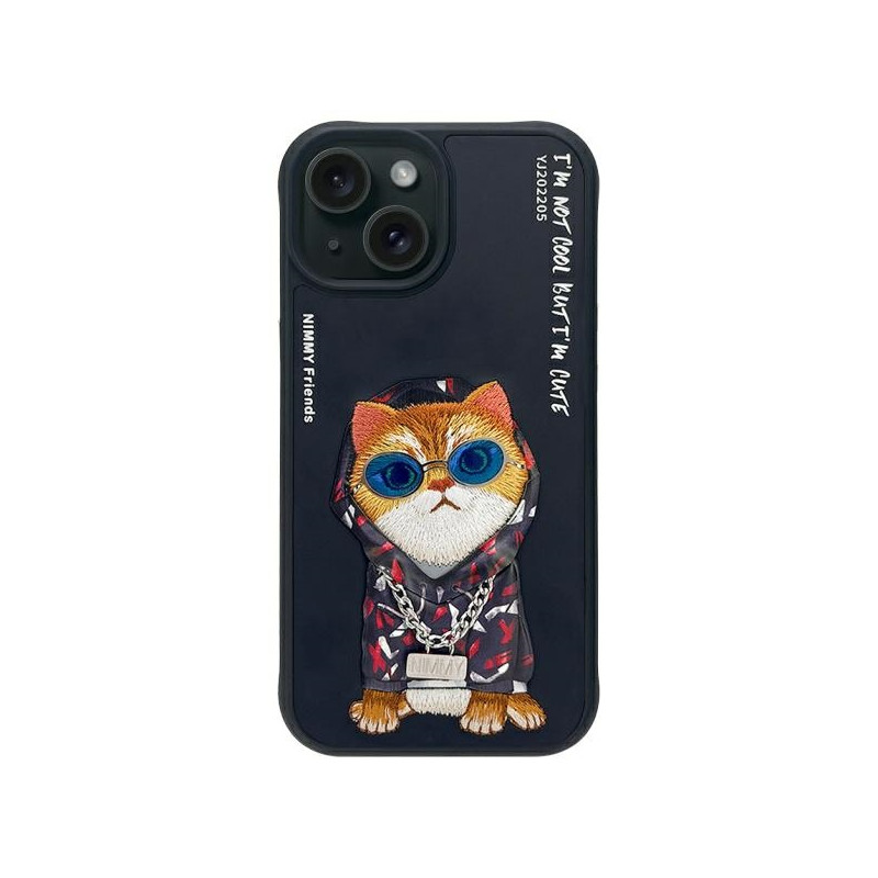 „Nimmy Glasses“ „Cool Cat“ dėklas, skirtas „iPhone 15“ – juodas