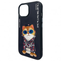 „Nimmy Glasses“ „Cool Cat“ dėklas, skirtas „iPhone 15“ – juodas