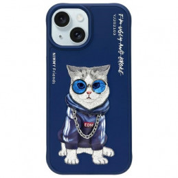 „Nimmy Glasses“ stilingas katino formos dėklas, skirtas „iPhone 15“ – mėlynas