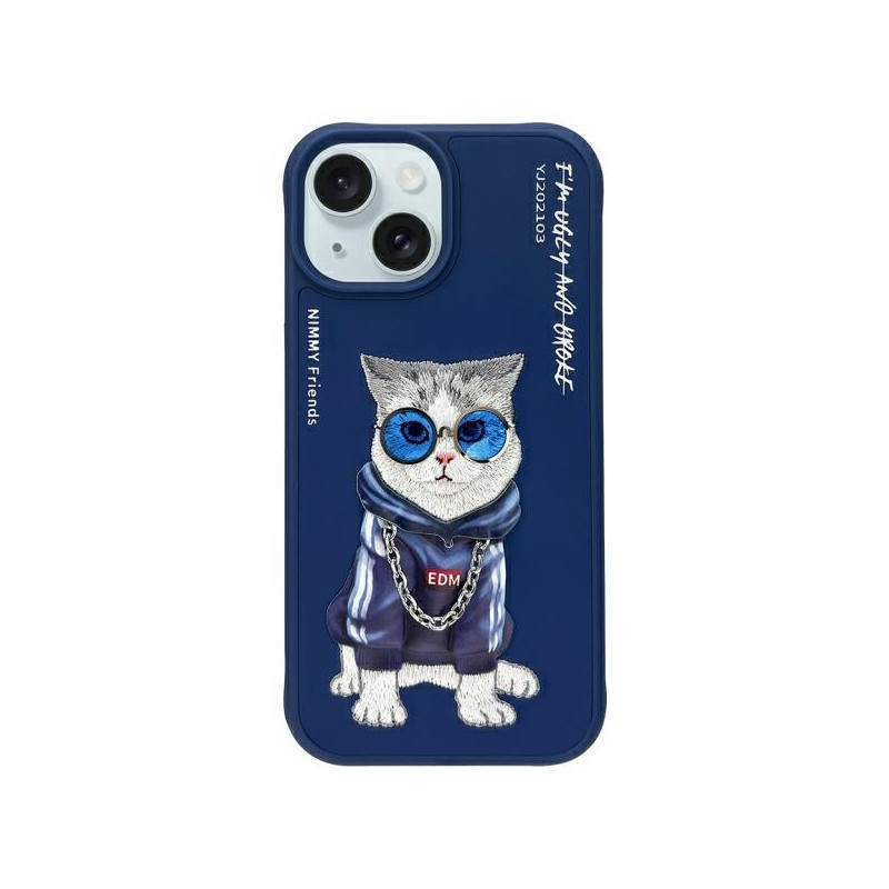 „Nimmy Glasses“ stilingas katino formos dėklas, skirtas „iPhone 15“ – mėlynas