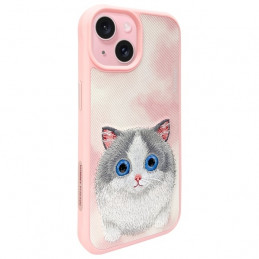 „Nimmy Big Eyed Pet 2.0“ katės dėklas, skirtas „iPhone 15“ – rožinis