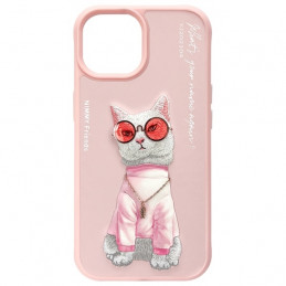 „Nimmy Glasses“ „Cool Cat“ dėklas „iPhone 15“ – rožinis