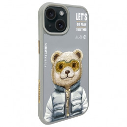 „Nimmy Cool&Cute 2.0“ meškiuko dėklas, skirtas „iPhone 15“ – pilkas