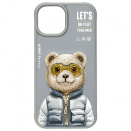 „Nimmy Cool&Cute 2.0“ meškiuko dėklas, skirtas „iPhone 15“ – pilkas