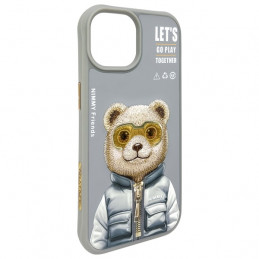 „Nimmy Cool&Cute 2.0“ meškiuko dėklas, skirtas „iPhone 15“ – pilkas