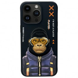 „Nimmy Cool&Cute 2.0“ beždžionės formos dėklas, skirtas „iPhone 15 Pro“ – juodas