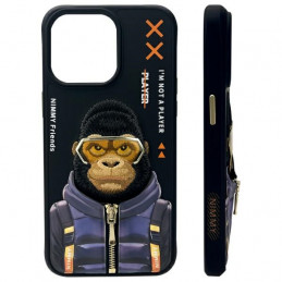 „Nimmy Cool&Cute 2.0“ beždžionės formos dėklas, skirtas „iPhone 15 Pro“ – juodas