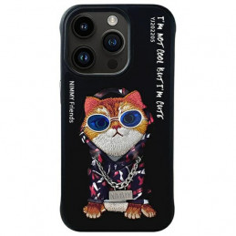 „Nimmy Glasses“ stilingas katino formos dėklas, skirtas „iPhone 15 Pro“ – juodas