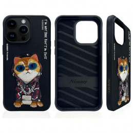 „Nimmy Glasses“ stilingas katino formos dėklas, skirtas „iPhone 15 Pro“ – juodas