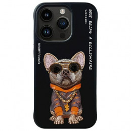 „Nimmy Glasses“ stilingas šuns dėklas, skirtas „iPhone 15 Pro“ – juodas