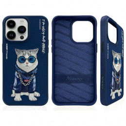 „Nimmy Glasses“ stilingas katino formos dėklas, skirtas „iPhone 15 Pro“ – mėlynas
