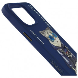 „Nimmy Glasses“ stilingas katino formos dėklas, skirtas „iPhone 15 Pro“ – mėlynas