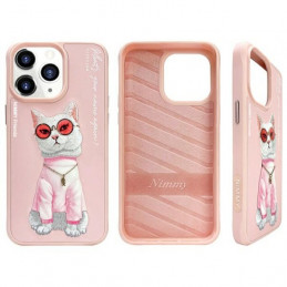 „Nimmy Glasses“ stilingas katino formos dėklas, skirtas „iPhone 15 Pro Max“ – rožinis