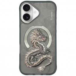„Nimmy Dragon MagSafe iPhone 16“ dėklas – pilkas