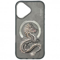 „Nimmy Dragon MagSafe iPhone 16“ dėklas – pilkas