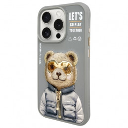 „Nimmy Cool&Cute 2.0“ meškiuko dėklas, skirtas „iPhone 15 Pro Max“ – pilkas