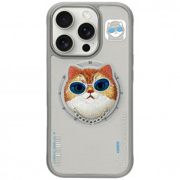 „Nimmy Glasses“ stilingas „Cat MagSafe“ dėklas, skirtas „iPhone 16 Pro Max“ – pilkas