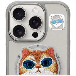„Nimmy Glasses“ stilingas „Cat MagSafe“ dėklas, skirtas „iPhone 16 Pro Max“ – pilkas