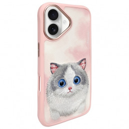 „Nimmy Big Eyed Pet 2.0“ katės dėklas, skirtas „iPhone 16“ – rožinis