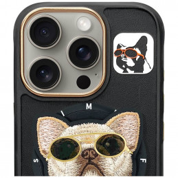 „Nimmy Glasses Cool Dog MagSafe“ dėklas, skirtas „iPhone 16 Pro“ – juodas