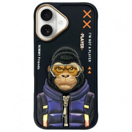 „Nimmy Cool&Cute 2.0“ beždžionės formos dėklas, skirtas „iPhone 16“ – juodas