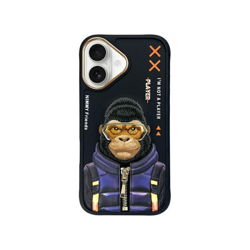 „Nimmy Cool&Cute 2.0“ beždžionės formos dėklas, skirtas „iPhone 16“ – juodas