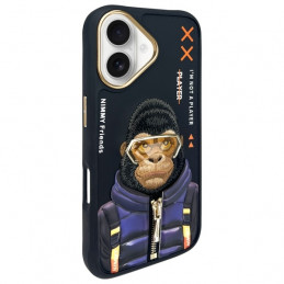 „Nimmy Cool&Cute 2.0“ beždžionės formos dėklas, skirtas „iPhone 16“ – juodas