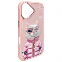 „Nimmy Cool&Cute 2.0“ katės dėklas, skirtas „iPhone 16“ – rožinis