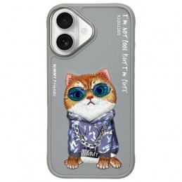„Nimmy Glasses“ „Cool Cat“ dėklas „iPhone 16“ – pilkas