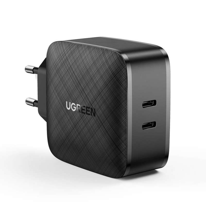 Ugreen sieninis įkroviklis 2x USB Type C 66W Power Delivery 3.0 Quick Charge 4.0+ juodas (CD216)