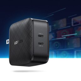 Ugreen sieninis įkroviklis 2x USB Type C 66W Power Delivery 3.0 Quick Charge 4.0+ juodas (CD216)