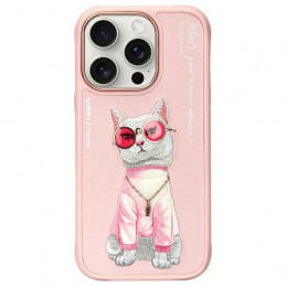„Nimmy Glasses“ stilingas katino formos dėklas, skirtas „iPhone 16 Pro“ – rožinis
