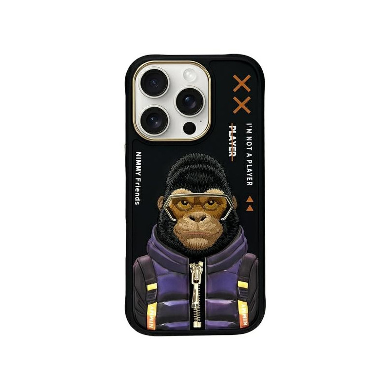 „Nimmy Cool&Cute 2.0“ beždžionės formos dėklas, skirtas „iPhone 16 Pro Max“ – juodas