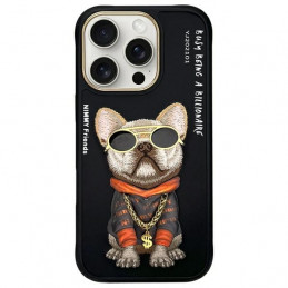 „Nimmy Glasses“ stilingas šuns dėklas, skirtas „iPhone 16 Pro Max“ – juodas