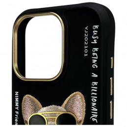 „Nimmy Glasses“ stilingas šuns dėklas, skirtas „iPhone 16 Pro Max“ – juodas