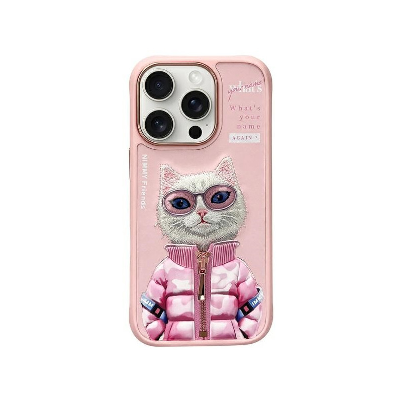 „Nimmy Cool&Cute 2.0“ katės dėklas, skirtas „iPhone 16 Pro Max“ – rožinis