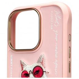 „Nimmy Glasses“ stilingas katino formos dėklas, skirtas „iPhone 16 Pro Max“ – rožinis