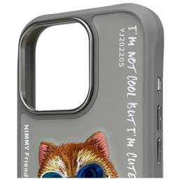 „Nimmy Glasses“ stilingas katino formos dėklas, skirtas „iPhone 16 Pro Max“ – pilkas
