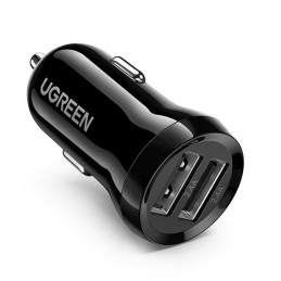 Ugreen automobilinis įkroviklis 2x USB 24W 4,8 A (2x 2,4 A) juodas (50875)