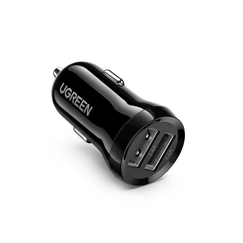 Ugreen automobilinis įkroviklis 2x USB 24W 4,8 A (2x 2,4 A) juodas (50875)