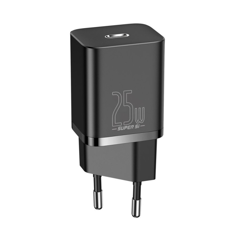 Baseus Super Si 1C greitas įkroviklis USB Type C 25W Power Delivery Quick Charge juodas (CCSP020101)