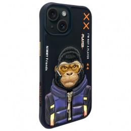 „Nimmy Cool&Cute 2.0“ beždžionės formos dėklas, skirtas „iPhone 15“ – juodas