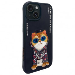 „Nimmy Glasses“ „Cool Cat“ dėklas, skirtas „iPhone 15“ – juodas