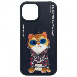 „Nimmy Glasses“ „Cool Cat“ dėklas, skirtas „iPhone 15“ – juodas
