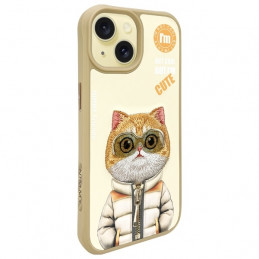 „Nimmy Cool&Cute 2.0“ katės dėklas, skirtas „iPhone 15“ – smėlio spalvos