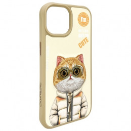 „Nimmy Cool&Cute 2.0“ katės dėklas, skirtas „iPhone 15“ – smėlio spalvos